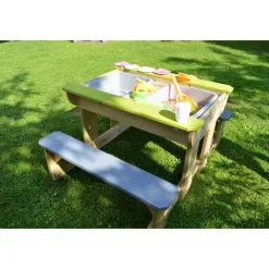 Picknickgarnitur für Kinder 'Esel' Natur/grün Kiefernholz 79 x 100 x 53 cm