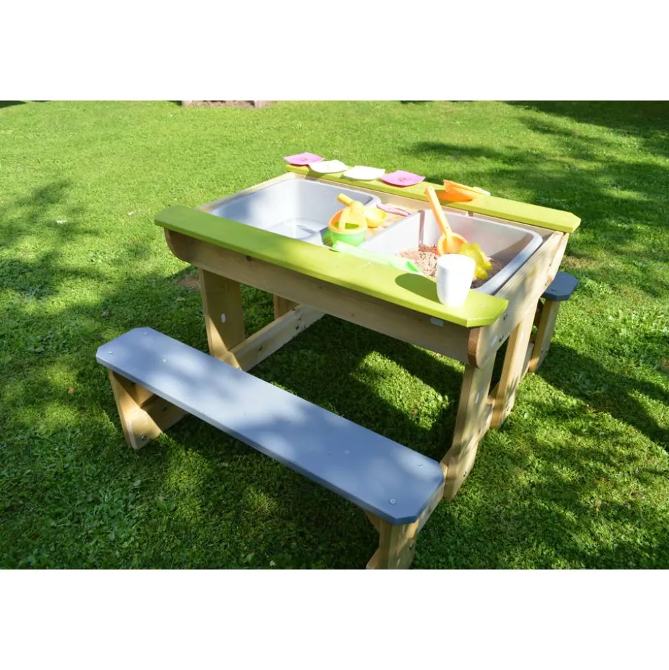 Picknickgarnitur für Kinder 'Esel' Natur/grün Kiefernholz 79 x 100 x 53 cm