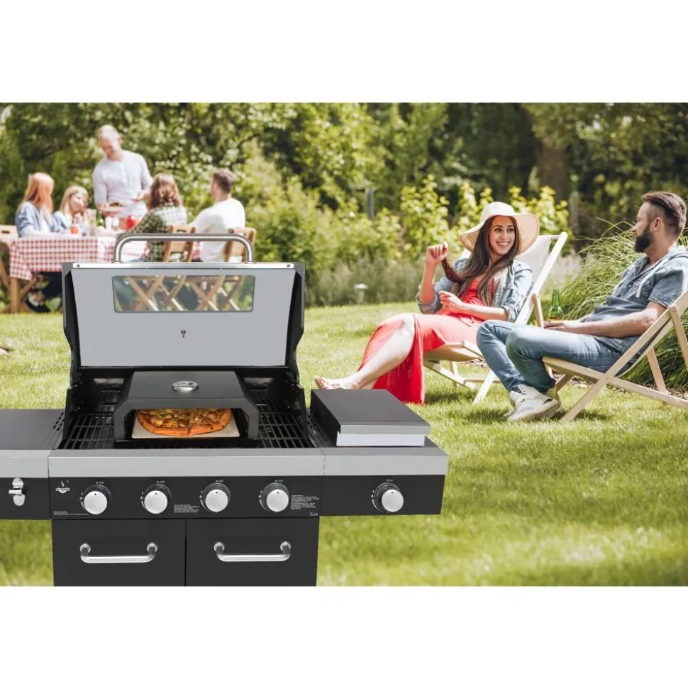 Pizzaaufsatz 'Neapel' Stahl schwarz pulverbeschichtet 40 x 15 x 35 cm