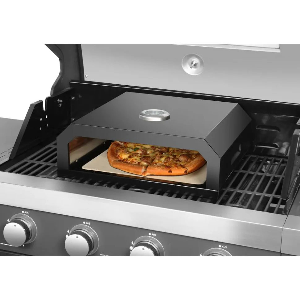 Pizzaaufsatz 'Neapel' Stahl schwarz pulverbeschichtet 40 x 15 x 35 cm