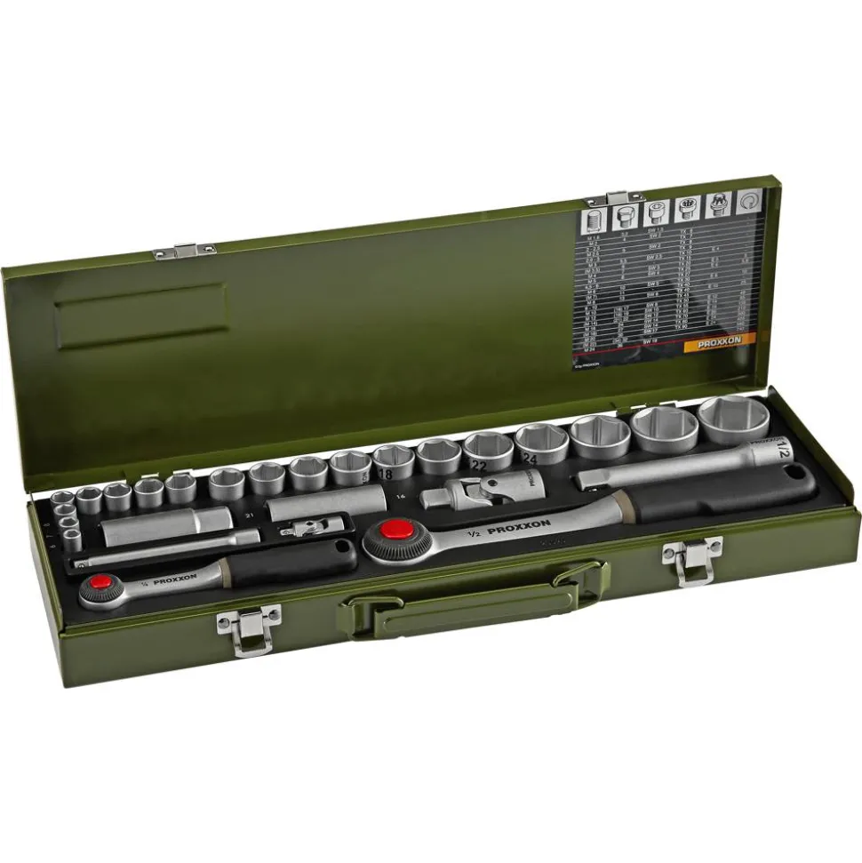 PKW-Steckschlüsselsatz 'Industrial' mit Ratschenschlüssel 1/4" x 1/2" 27-teilig