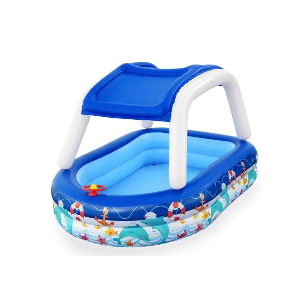 Planschbecken mit Sonnenschutzdach 'Sea Captain' bunt 213 x 155 x 132 cm 282 l