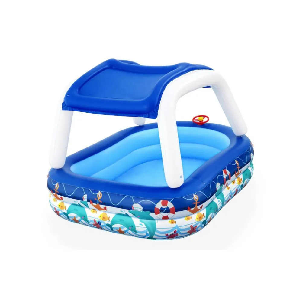 Planschbecken mit Sonnenschutzdach 'Sea Captain' bunt 213 x 155 x 132 cm 282 l
