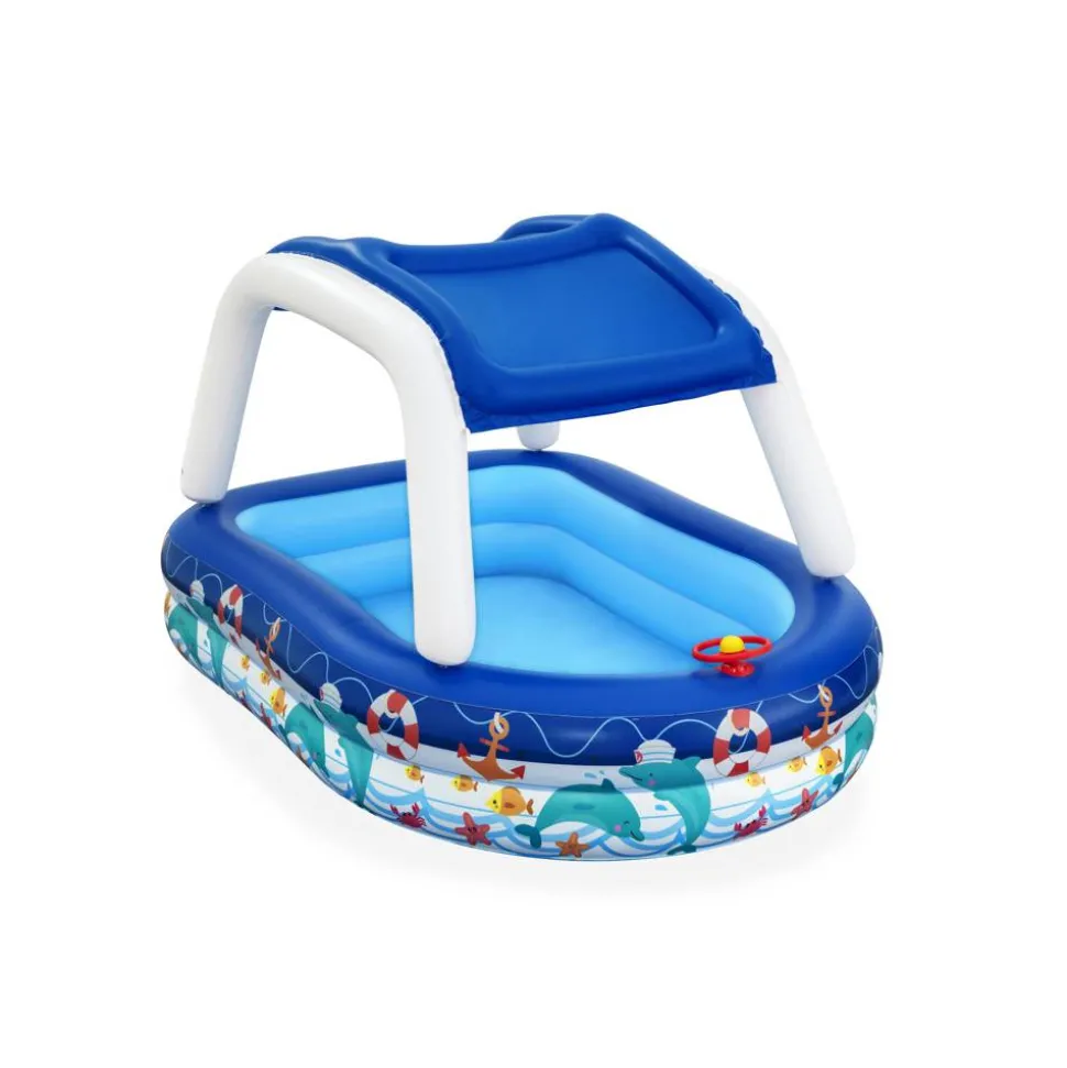 Planschbecken mit Sonnenschutzdach 'Sea Captain' bunt 213 x 155 x 132 cm 282 l