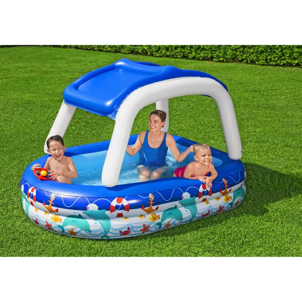 Planschbecken mit Sonnenschutzdach 'Sea Captain' bunt 213 x 155 x 132 cm 282 l