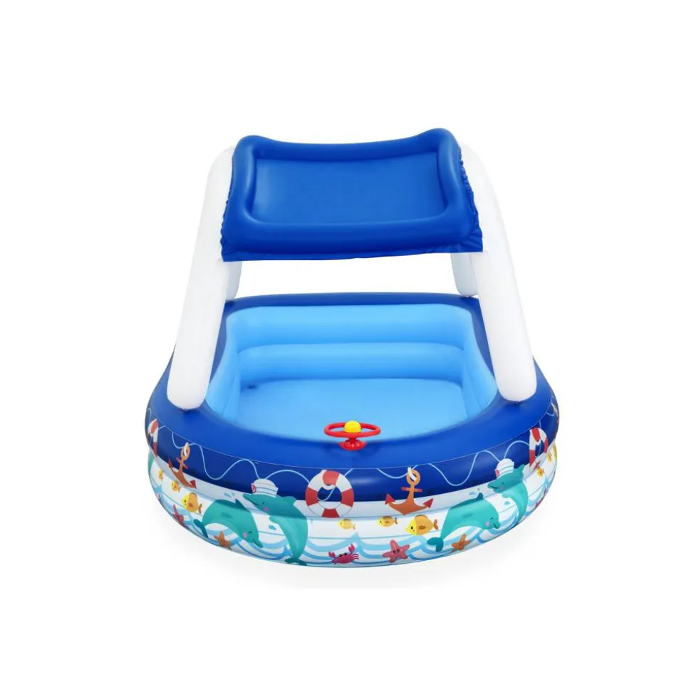 Planschbecken mit Sonnenschutzdach 'Sea Captain' bunt 213 x 155 x 132 cm 282 l