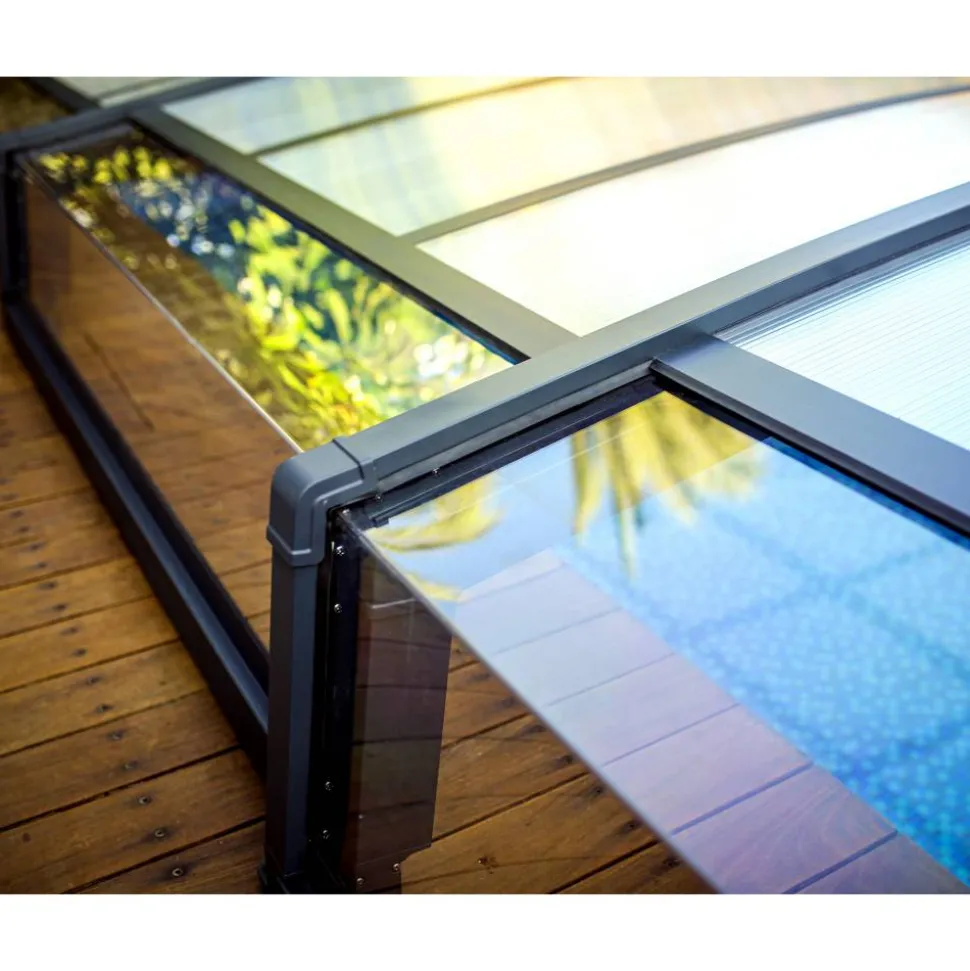 Poolüberdachung 'Majorca' anthrazit 470 x 874 cm Polycarbonat klar