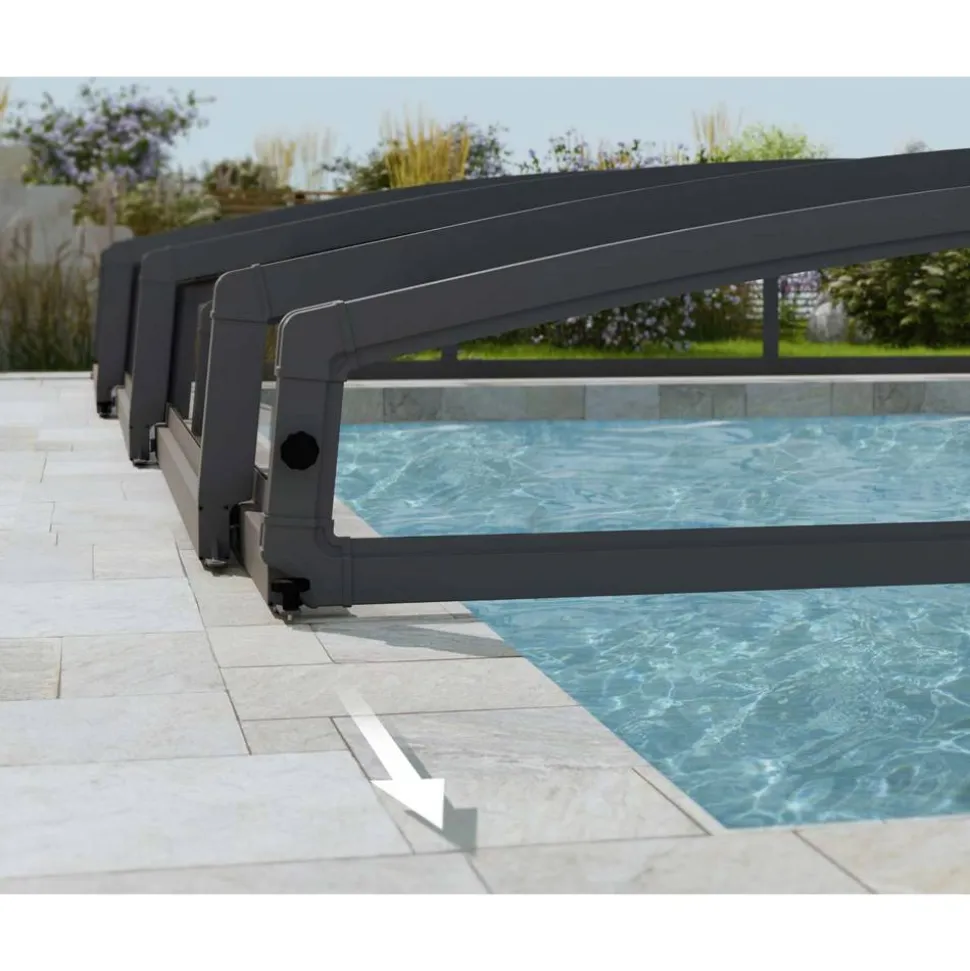 Poolüberdachung 'Majorca' anthrazit 470 x 874 cm Polycarbonat klar