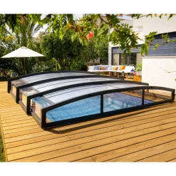 Poolüberdachung 'Majorca' anthrazit 457,5 x 669,2cm Polycarbonat klar