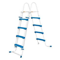 Pool-Sicherheitsleiter blau/weiß Stahl 2 x 4 Stufen 132 cm