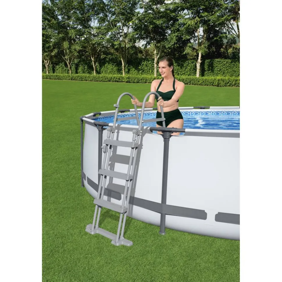 Pool-Sicherheitsleiter 'Flowclear™' Stahl 2 x 3 Stufen, 107 cm