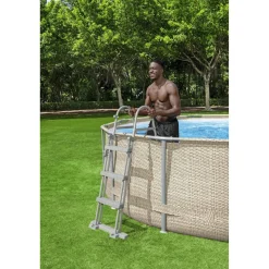 Pool-Sicherheitsleiter 'Flowclear™' Stahl 2 x 3 Stufen, 107 cm
