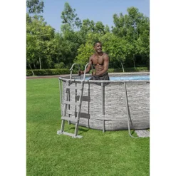 Pool-Sicherheitsleiter 'Flowclear™' Stahl 2 x 3 Stufen, 107 cm