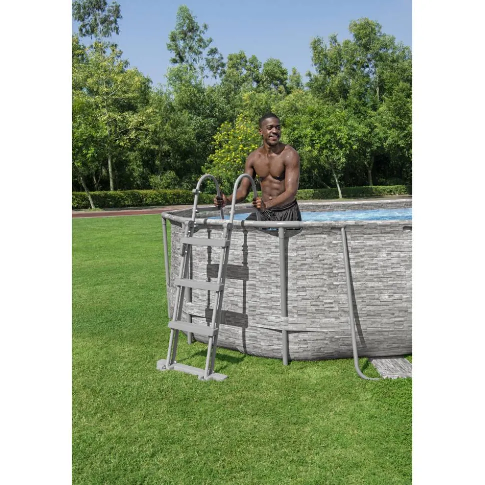 Pool-Sicherheitsleiter 'Flowclear™' Stahl 2 x 3 Stufen, 107 cm