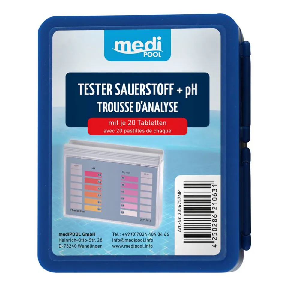 Pool-Tester Sauerstoff/pH-Wert, 2 x 20 Tabletten