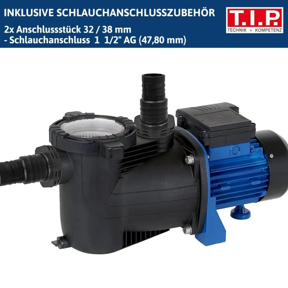 Pool-Umwälzpumpe 'SPP 600 FT' mit Vorfilter schwarz/blau