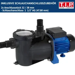 Pool-Umwälzpumpe 'SPP 400 FT' mit Vorfilter schwarz/blau