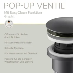 Pop-Up-Ablaufventil 'EasyClean' graphitfarben