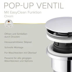 Pop-Up-Ablaufventil 'EasyClean' chromfarben