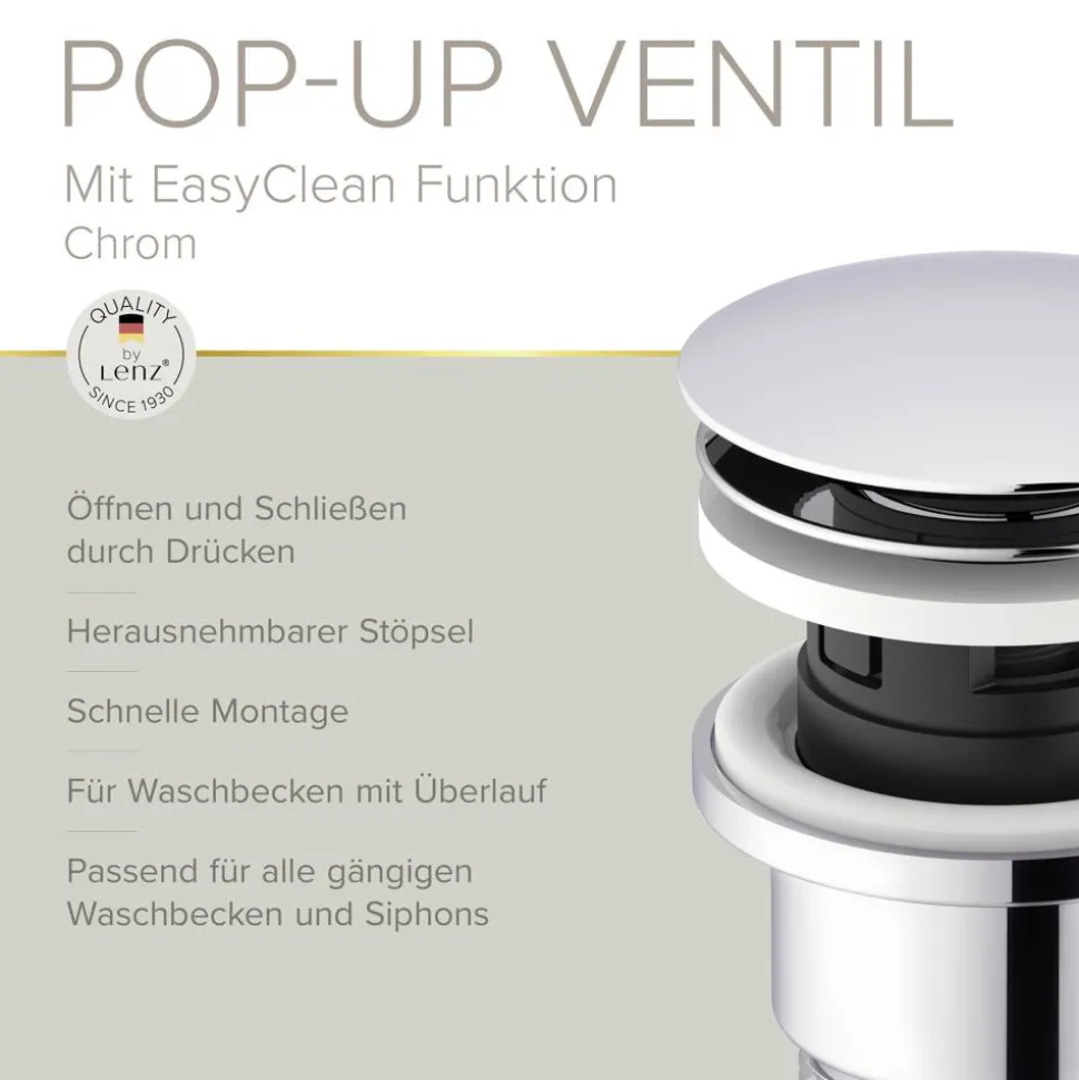 Pop-Up-Ablaufventil 'EasyClean' chromfarben