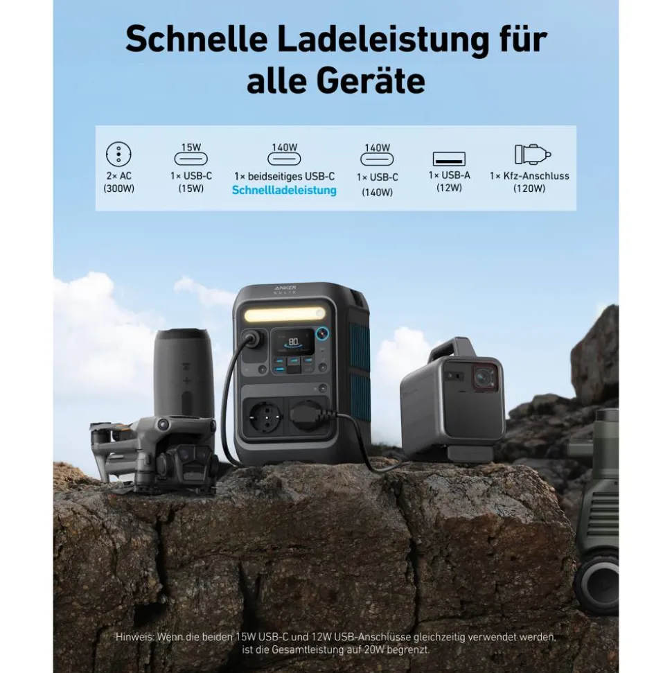Powerstation-Set 'C300X' 288 Wh mit Solarpanel 'PS60' 60 W