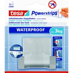 Powerstrips Duohaken "Waterproof" edelstahlfarben