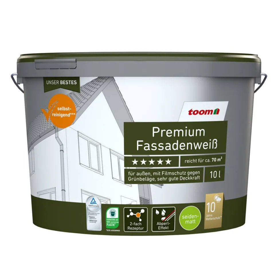 Premium-Fassadenweiß seidenmatt 10 l