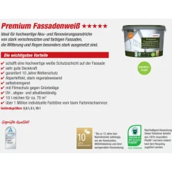 Premium-Fassadenweiß seidenmatt 10 l