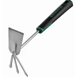 Premium-Hand-Doppelhacke Carbonstahl 3 Zinken 35 cm