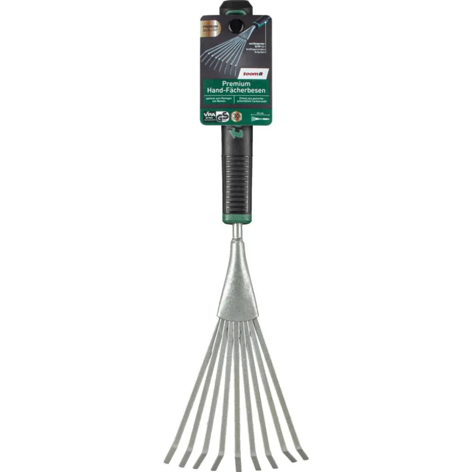 Premium-Hand-Fächerbesen Carbonstahl 9 Zinken 43 cm
