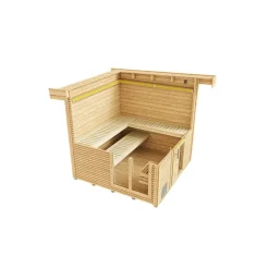 Premium-Saunahaus 'Kuopio 1' anthrazit 9,0 kW BioS-Ofen Steuerung Holztür Fenster 263 x 298 x 253 cm