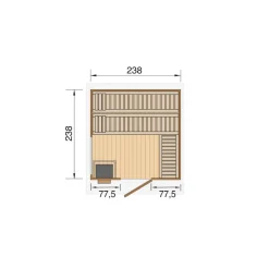 Premium-Saunahaus 'Kuopio 1' natur 9,0 kW BioS-Ofen Steuerung Holztür Fenster 263 x 298 x 253 cm
