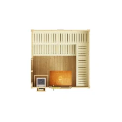 Premium-Saunahaus 'Kuopio 1' natur 9,0 kW BioS-Ofen Steuerung Holztür Fenster 263 x 298 x 253 cm