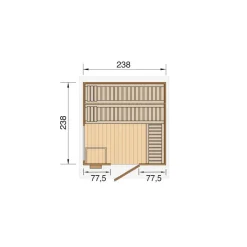 Premium-Saunahaus 'Kuopio 1' natur Holztür Fenster 263 x 298 x 253 cm, ohne Ofen