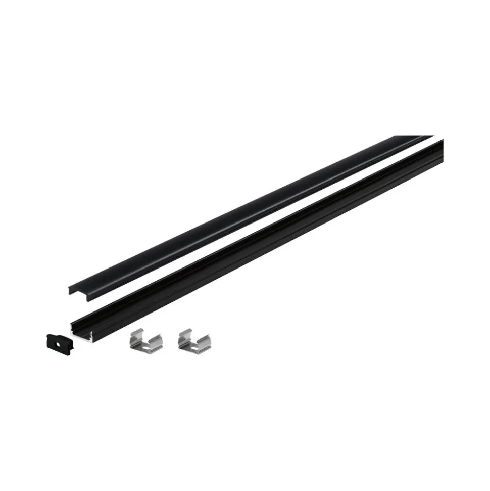 Profil 'Base' für LED-Streifen Aluminium, Kunststoff schwarz 1 m