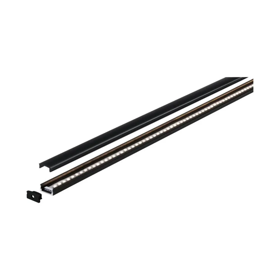 Profil 'Base' für LED-Streifen Aluminium, Kunststoff schwarz 1 m