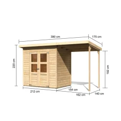 Pultdachhaus 'Heimfeld 2' naturfarben 212 x 154 x 219 cm naturfarben