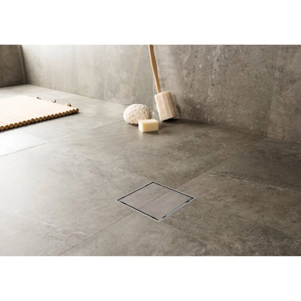 Quadratischer Bodenablauf befliesbar 20 x 20 cm