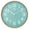 Quarz-Wanduhr Ø 30 cm grün, Holzoptik