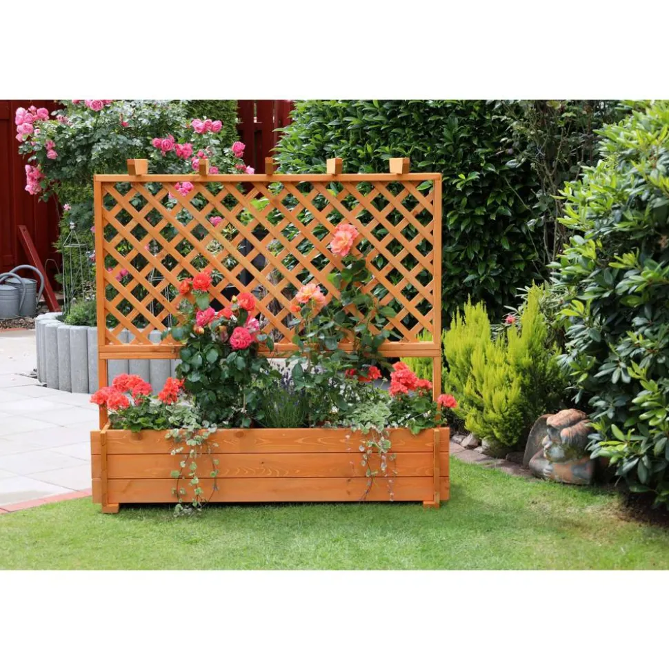 Rankkasten mit Pergola braun 140 x 140 x 46,5 cm