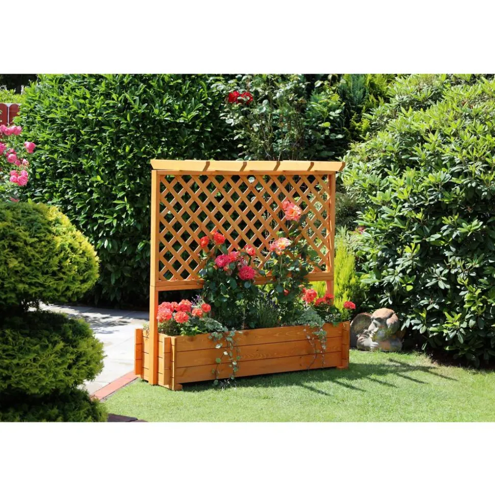 Rankkasten mit Pergola braun 140 x 140 x 46,5 cm