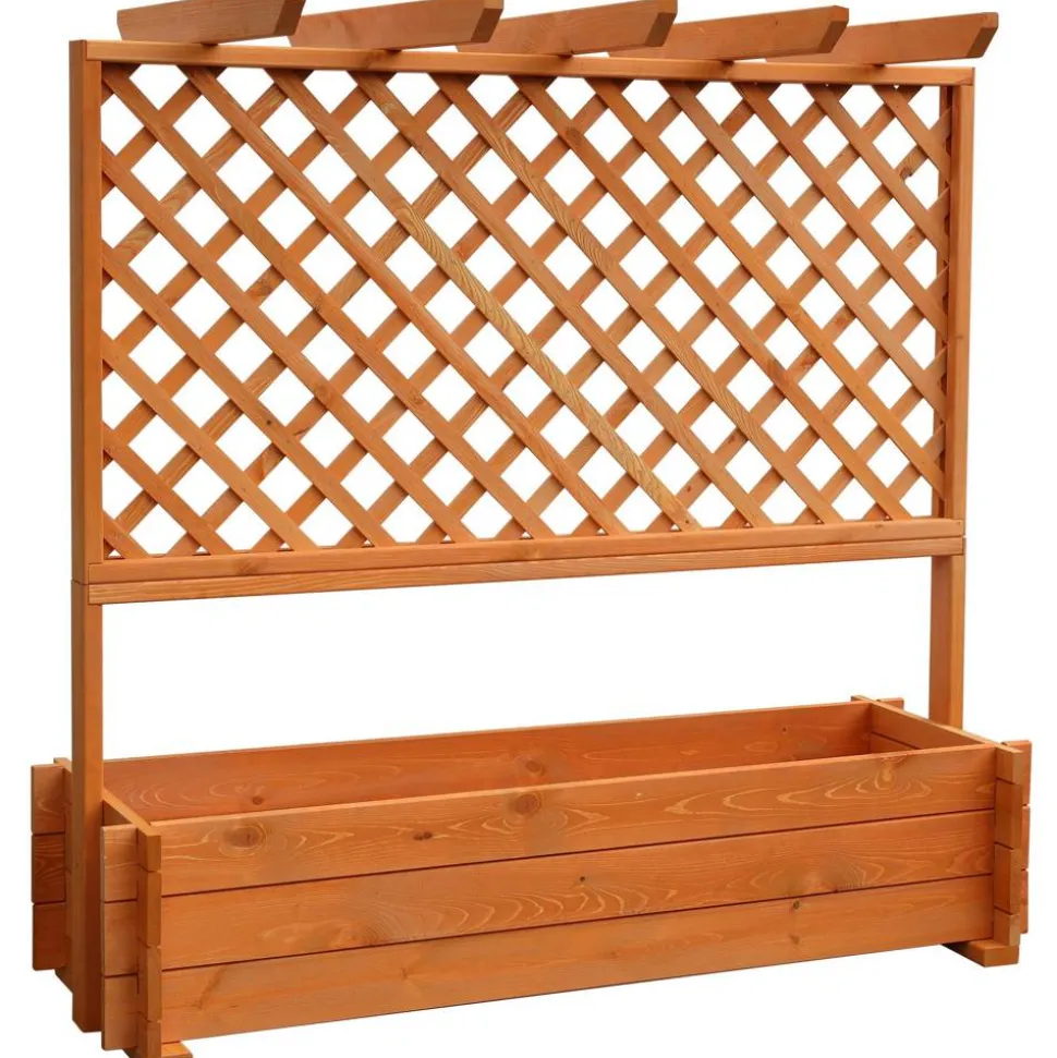 Rankkasten mit Pergola braun 140 x 140 x 46,5 cm