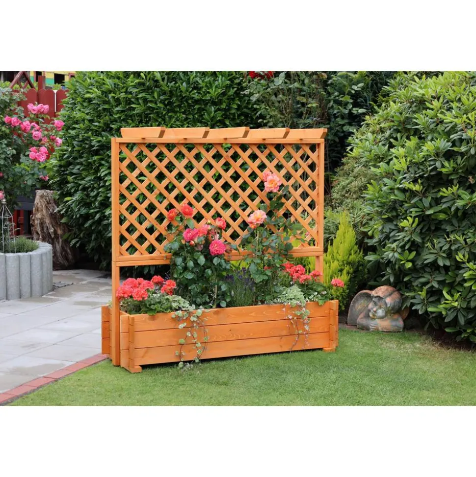 Rankkasten mit Pergola braun 140 x 140 x 46,5 cm