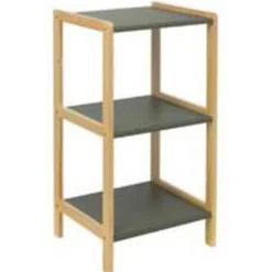Regal Bambus 3 Böden grau/braun 40 x 80 x 30 cm
