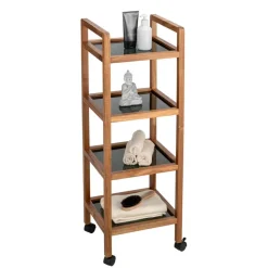 Regal 'Fondi' Akazienholz braun, schwarz 35 x 101,5 x 31 cm