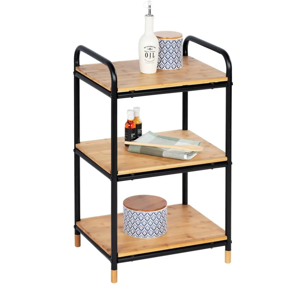 Regal 'Loft' Bambus/Metall 3 Böden 42 x 33,5 x 69 cm