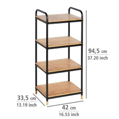 Regal 'Loft' Bambus/Metall 4 Böden 42 x 33,5 x 94,5 cm