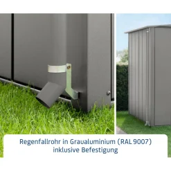 Regenfallrohr für Gerätehäuser graualuminium bis 7 m²