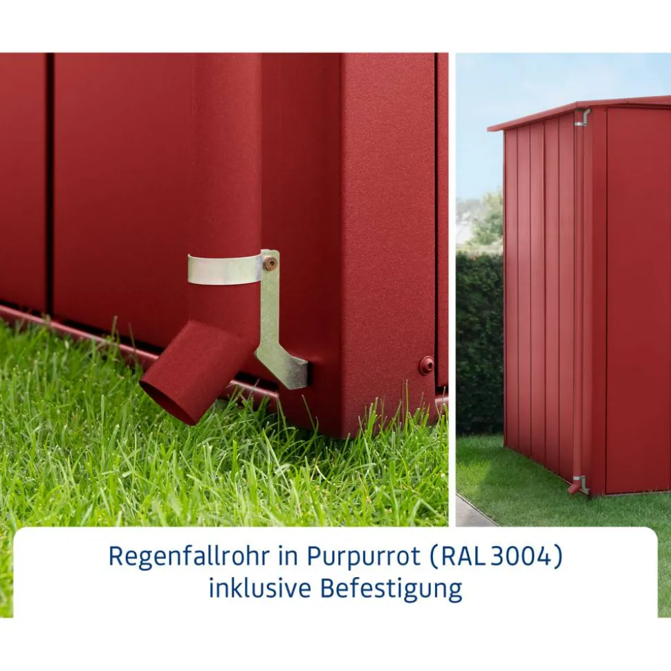Regenfallrohr für Gerätehäuser purpurrot bis 7 m²