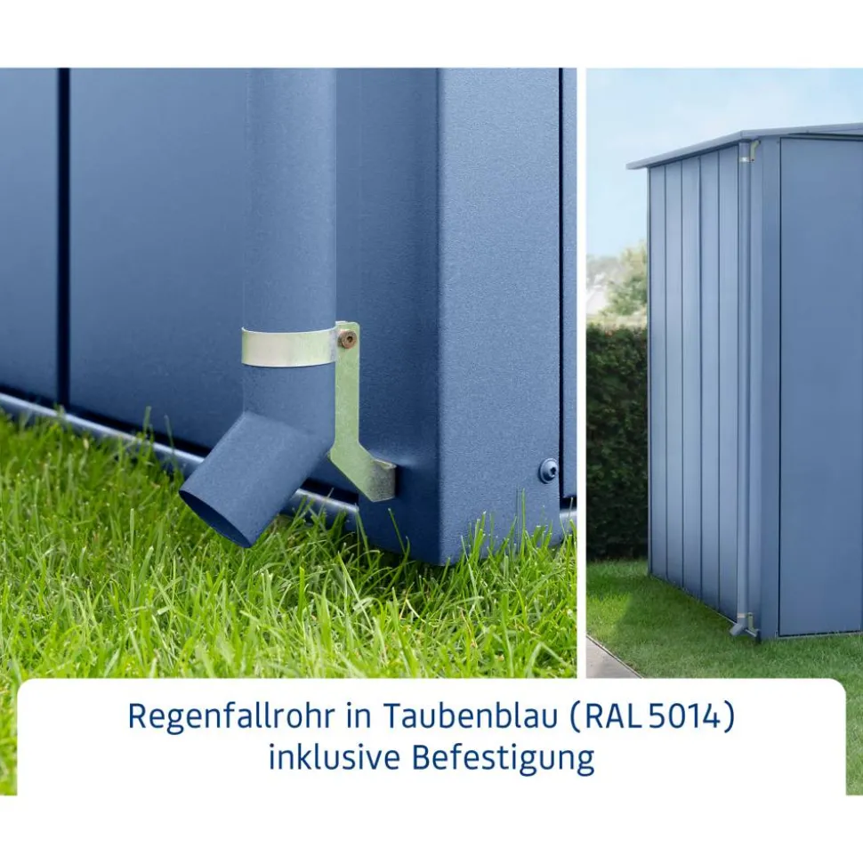 Regenfallrohr für Gerätehäuser taubenblau bis 7 m²